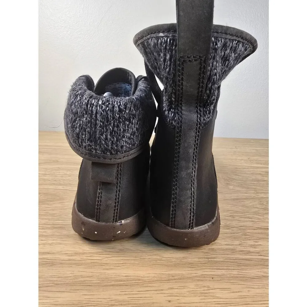 Chaco Barbary Casual Ankle Boots Womens Size 7.5 EU 38.5 Black Leather Gray Wool